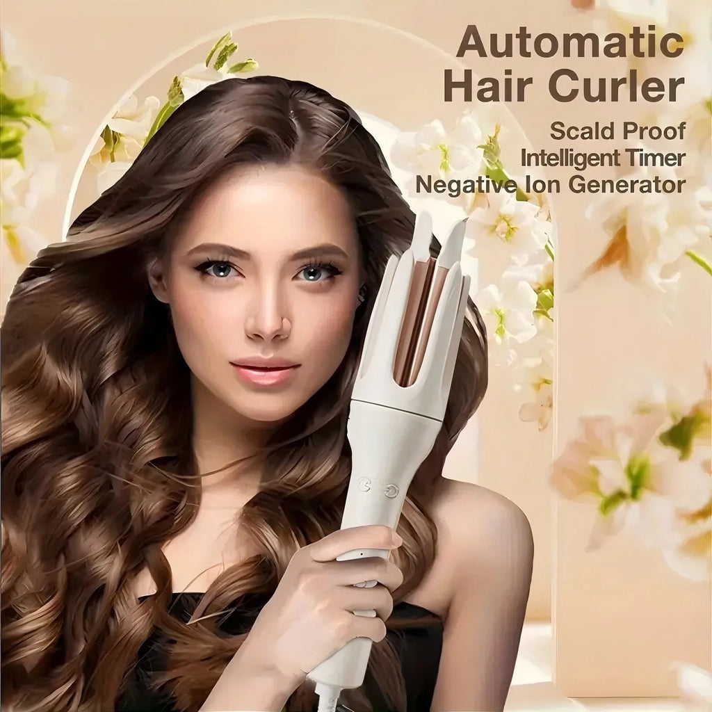 Automatic Hair Curler, One Touch Fast Heating Curling Iron with Adjustable Temperature, Portable Travel Hair Styling Tool, Gift