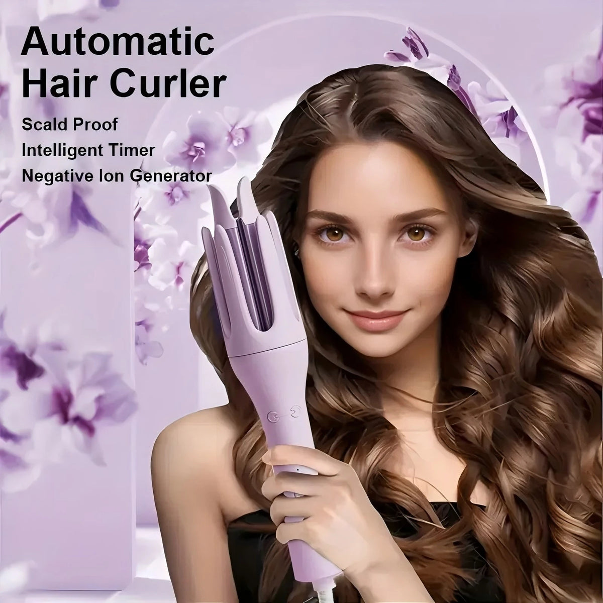 Automatic Hair Curler, One Touch Fast Heating Curling Iron with Adjustable Temperature, Portable Travel Hair Styling Tool, Gift