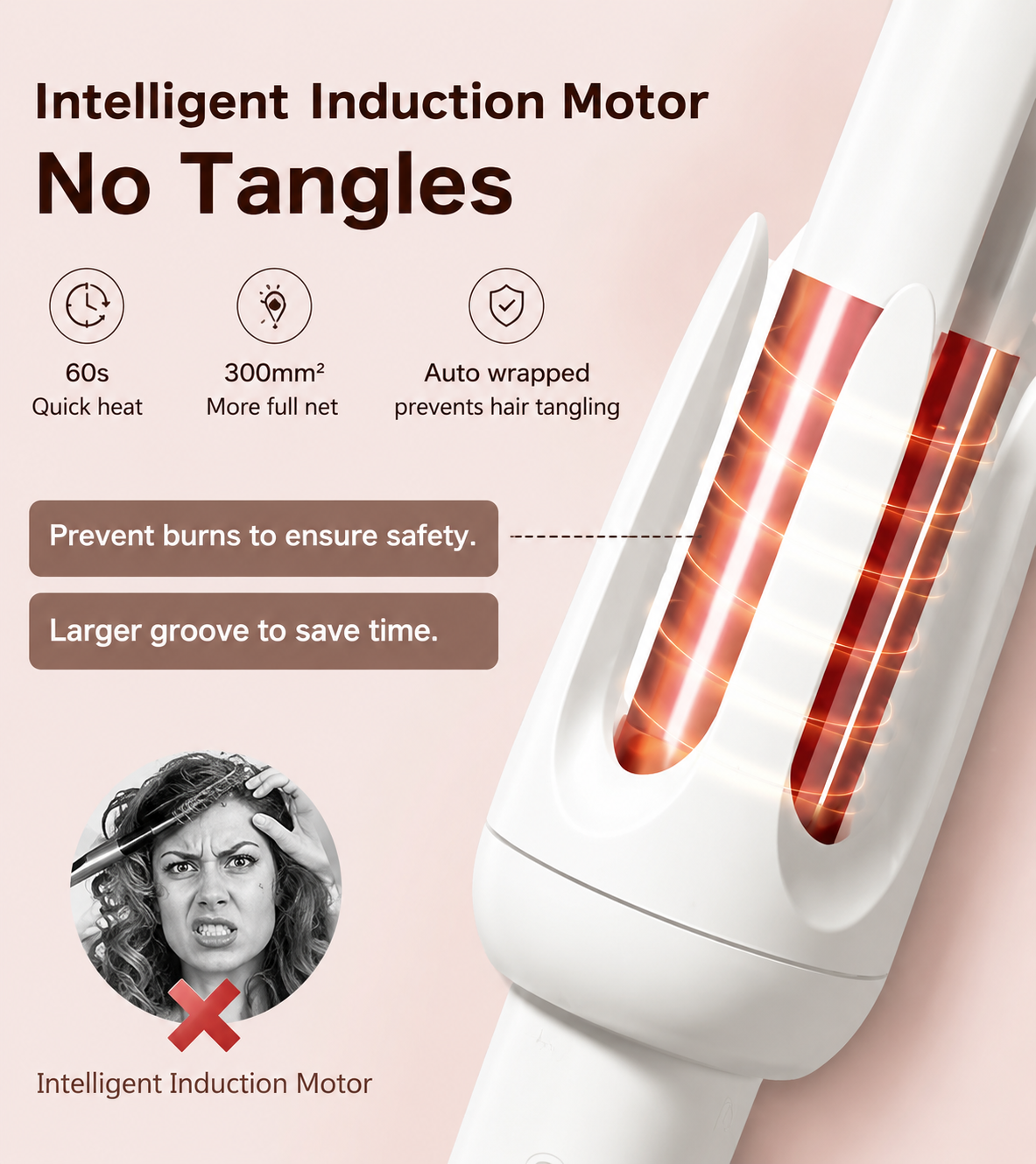 Auto Hair Curler, Automatic Curling Iron with 4 Temperature & 3 Timer, Automatic Shut-Off, Anti-Scald, Anti-Tangle Rotating Curling Wand for Hair Styling, White