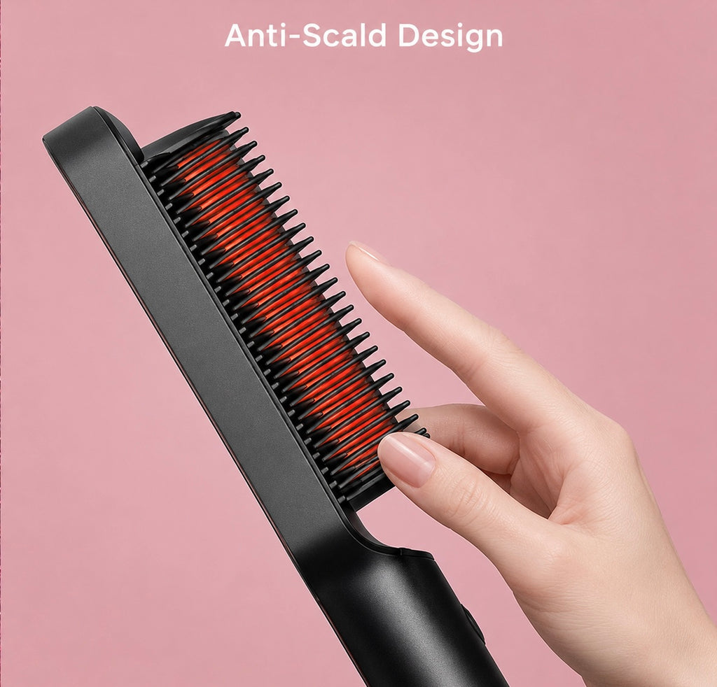 Hair Straightener Ceramic Hot Comb 2 in 1 Electric Straighten Hair Brush Negative Ion Fast Heating Styling Tool ﻿