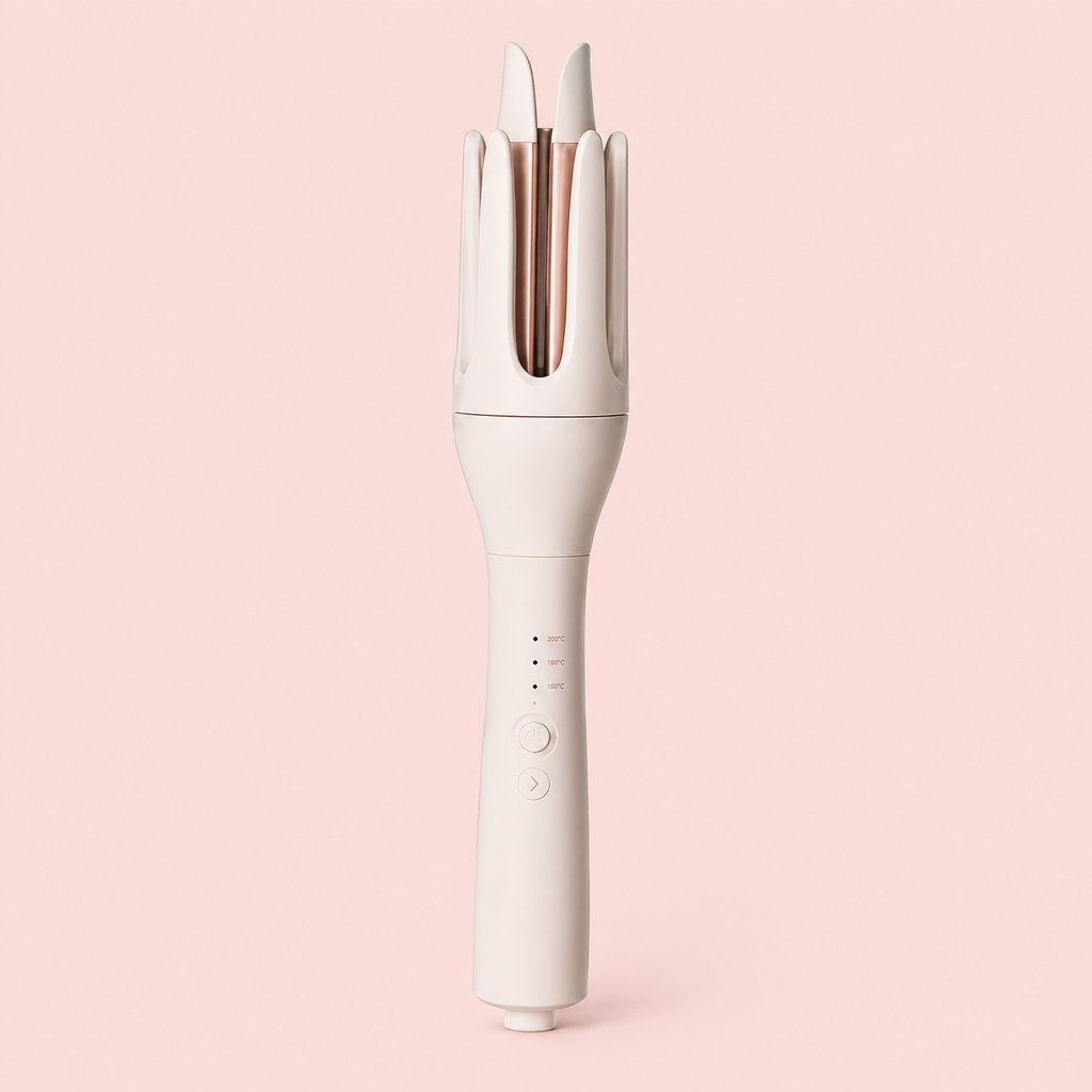 Auto Hair Curler, Automatic Curling Iron with 4 Temperature & 3 Timer, Automatic Shut-Off, Anti-Scald, Anti-Tangle Rotating Curling Wand for Hair Styling, White