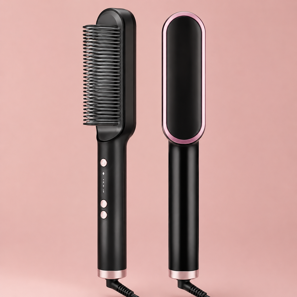 Hair Straightener Ceramic Hot Comb 2 in 1 Electric Straighten Hair Brush Negative Ion Fast Heating Styling Tool ﻿