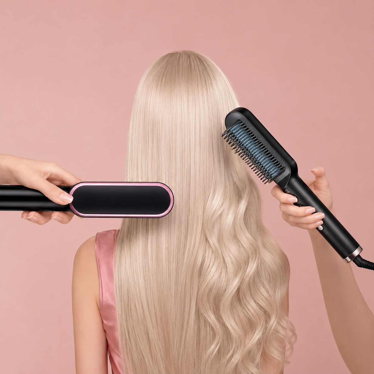 Hair Straightener Ceramic Hot Comb 2 in 1 Electric Straighten Hair Brush Negative Ion Fast Heating Styling Tool ﻿