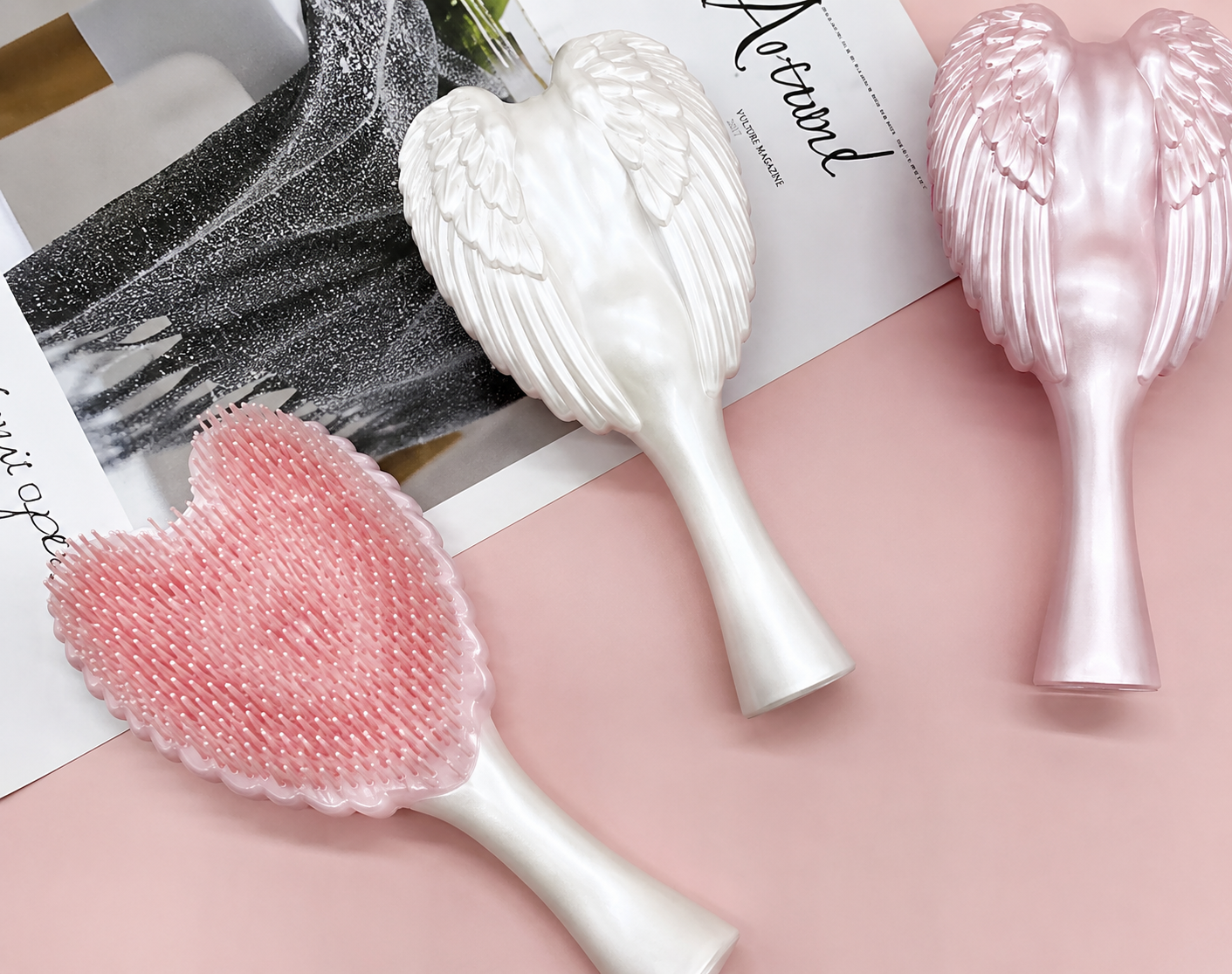 Mini Angel Detangling Hair Brush Silicone Shampoo Brush Head Scalp Massage Combs for Woman